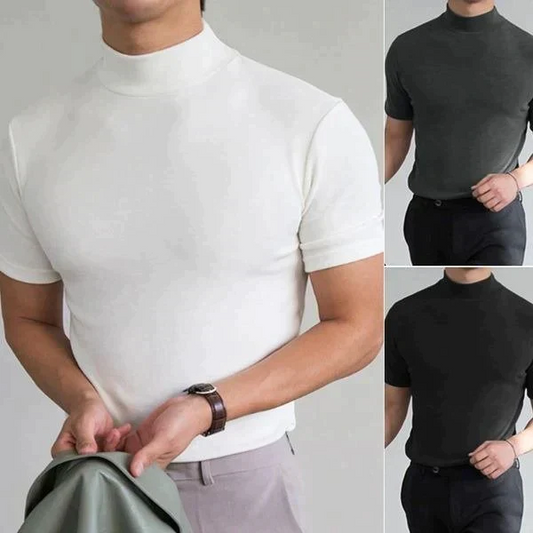 🆒50% DE DESCONTO👕Camiseta masculina de gola alta e corte justo⚡