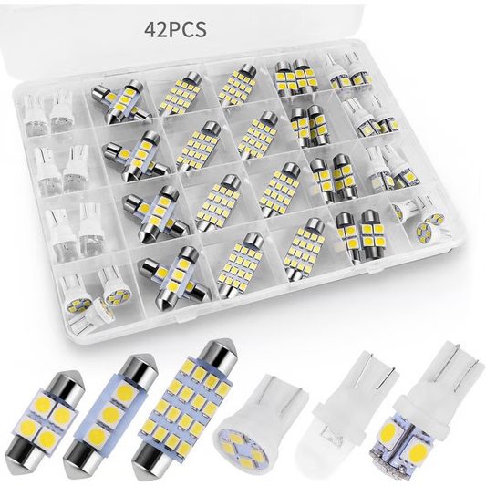 💎 50% DE DESCONTO! 💎 Kit de 42 Peças de Iluminação Interna para Carro – Super Brilhantes, Branco Puro & Plug and Play 🚗💡