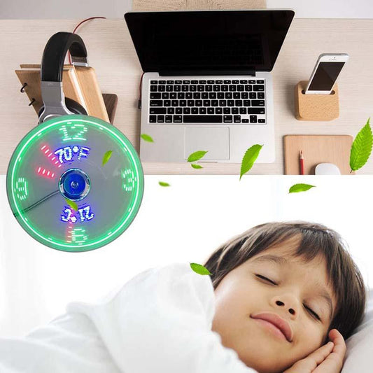 ⏰ Ventoinha USB com Display LED – 2 em 1: ventila refresca e mostra hora e temperatura na sua mesa! 🌬️⌛🔥