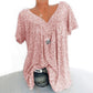 🌞Despertar da Primavera: 50% DE DESCONTO!🌸Blusa Feminina de Manga Curta com Estampa de Flores da Primavera: Decote em V e Corte Solto – Respirável, sem amassados e valoriza a silhueta, ideal para Primavera e Verão