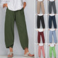 👖 Calça Vintage de Linho e Algodão com Cintura Elástica Assimétrica – Design Único, Conforto e Estilo Funcional para o Dia a Dia! 🌸✨