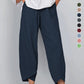👖 Calça Vintage de Linho e Algodão com Cintura Elástica Assimétrica – Design Único, Conforto e Estilo Funcional para o Dia a Dia! 🌸✨