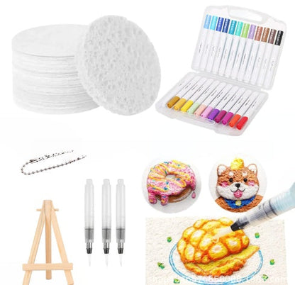 🎨✨Pigmentos Mágicos Fofos, Papel de Pigmento, Pincéis DIY