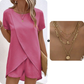 👚🩳 Conjunto de Duas Peças para Mulher: Blusa de Corte Assimétrico + Shorts em Cor Lisa – Estilo Moderno e Conforto no Dia a Dia! ✨🌸