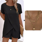 👚🩳 Conjunto de Duas Peças para Mulher: Blusa de Corte Assimétrico + Shorts em Cor Lisa – Estilo Moderno e Conforto no Dia a Dia! ✨🌸