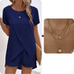 👚🩳 Conjunto de Duas Peças para Mulher: Blusa de Corte Assimétrico + Shorts em Cor Lisa – Estilo Moderno e Conforto no Dia a Dia! ✨🌸