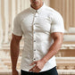 💎 60% DE DESCONTO! 💎 Camisa de manga curta com botões para homem – Não precisa de ser passada a ferro, não amarrota e é ideal para o verão ☀️👔