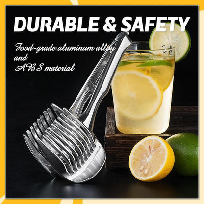 🍋 50% DE DESCONTO! 🔪 Fatiador manual em liga de alumínio – Grau alimentício, corte rápido e fácil de segurar – Ideal para limões, tomates, cebolas e frutas macias 🥗