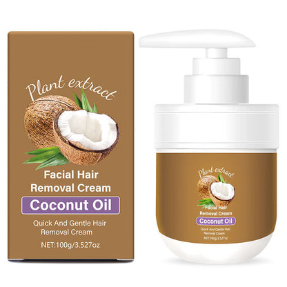 🎁 Compre 1, Ganhe 1 DE GRAÇA! 🥥✨ Creme Depilatório Facial de Coco – Suave & Eficaz