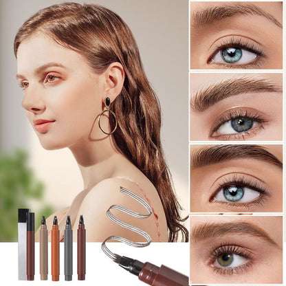 🔥Último Dia - Compre 1 Leve 2!🎁 +50K VENDIDOS! Quase Esgotado ✨✏️ Caneta Impermeável 4 Pontas para Barba e Sobrancelha – Resistente a Borrões, Aspecto Natural e Longa Duração 🌟
