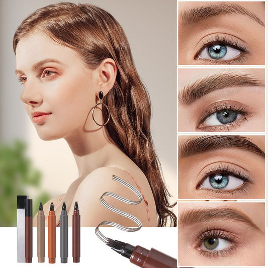 🔥Último Dia - Compre 1 Leve 2!🎁 +50K VENDIDOS! Quase Esgotado ✨✏️ Caneta Impermeável 4 Pontas para Barba e Sobrancelha – Resistente a Borrões, Aspecto Natural e Longa Duração 🌟