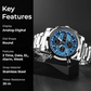 📢📢50% DE DESCONTO!! ⏰ Relógio analógico-digital militar à prova d'água para homens – 48 mm, multifuncional e com pulseira de aço inoxidável! 🕰️💪