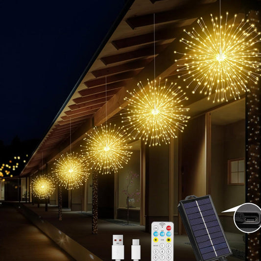 Luzes de Fogo de Artifício Solar para Jardim e Festas