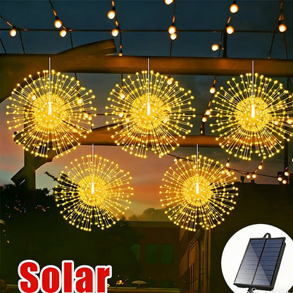 Luzes de Fogo de Artifício Solar para Jardim e Festas