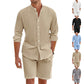 ⏰ 50% OFF! ✨ Conjunto de Linho Masculino de Duas Peças – Camisa e Short: Estilo e Conforto para Relaxar! 💫👕🩳
