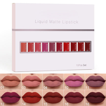 ⏰ 50% OFF! 💝 10 Unidades de Brilho Labial Mate – À Prova d'Água e de Longa Duração! 💄✨