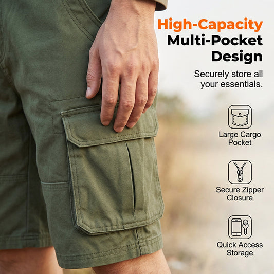 ⏰ 50% OFF! 🩳 Bermuda Cargo Casual Masculina para Uso Externo – Estilo, Conforto e Muitos Bolsos! 🔥✨