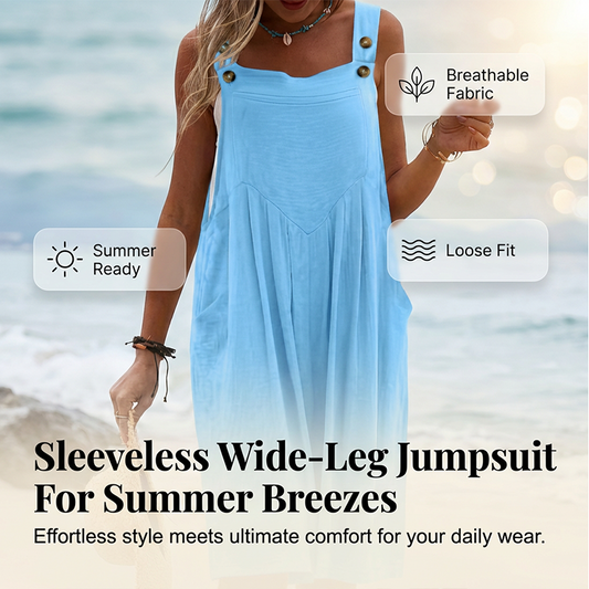 ⏰ 50% OFF! 👗🔥 Macacão Sem Mangas de Pernas Largas – Perfeito para os Dias de Verão! ☀️🌊