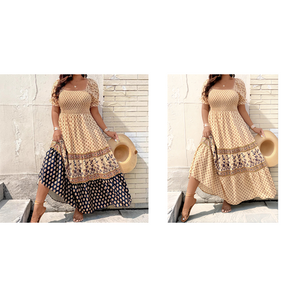 ⏰ 50% OFF! 👗 Vestido Maxi com Decote Quadrado e Mangas Buffant – Camadas Leves e Estilo Romântico! 🌸✨