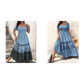 ⏰ 50% OFF! 👗 Vestido Maxi com Decote Quadrado e Mangas Buffant – Camadas Leves e Estilo Romântico! 🌸✨