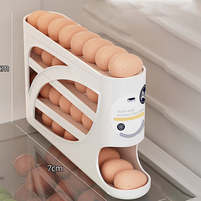 🥚 Mais Vendido 2026 🧣 Organizador de Ovos para Geladeira Compacto – Sistema Automático por Gravidade, Capacidade para 30 Ovos e Design Slim para Porta 🏠