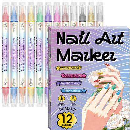 🔥50% DE DESCONTO⏰Conjunto de Canetas para Arte de Unhas com Duas Pontas