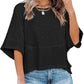 📢📢50% DE DESCONTO !! ⏰Camisola feminina de cor sólida com mangas largas e corte em cinco pontos