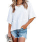 📢📢50% DE DESCONTO !! ⏰Camisola feminina de cor sólida com mangas largas e corte em cinco pontos