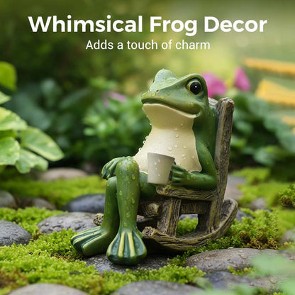 🐸 Enfeite de Cadeira de Balanço em Forma de Sapo com Energia Solar – Iluminação Ecológica e Charmosa para seu Jardim! ☀️🌿