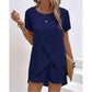 👚🩳 Conjunto de Duas Peças para Mulher: Blusa de Corte Assimétrico + Shorts em Cor Lisa – Estilo Moderno e Conforto no Dia a Dia! ✨🌸