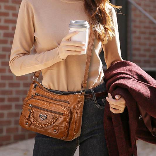 👜50% DE DESCONTO! ✨ Bolsa tiracolo em couro PU macio – vários bolsos, compartimento principal espaçoso e alça ajustável, 4 cores 👜✨