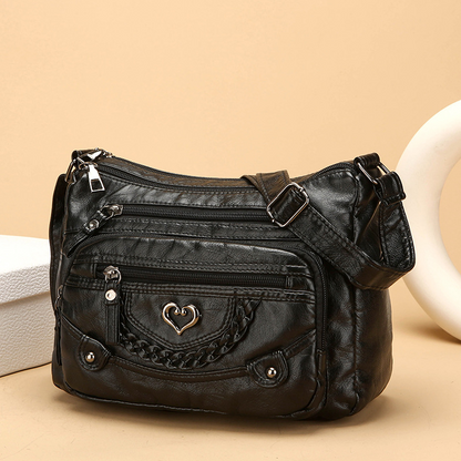 👜50% DE DESCONTO! ✨ Bolsa tiracolo em couro PU macio – vários bolsos, compartimento principal espaçoso e alça ajustável, 4 cores 👜✨