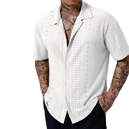 🔥Novo sucesso de vendas❤️‍🔥Camisa masculina de manga curta com recorte e botões