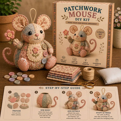 🥳PROMOÇÃO IMPERDÍVEL DE 2026🥳💞MAIS DE 33 MIL VENDIDOS! ！Kit de Costura DIY Ratinho Patchwork – Artesanato em Tecido 3D para Iniciantes, Alívio do Estresse, Presente Criativo
