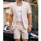 👔✨ Conjunto Masculino Casual Elegante de 2 Peças – Blazer de Manga Curta + Shorts