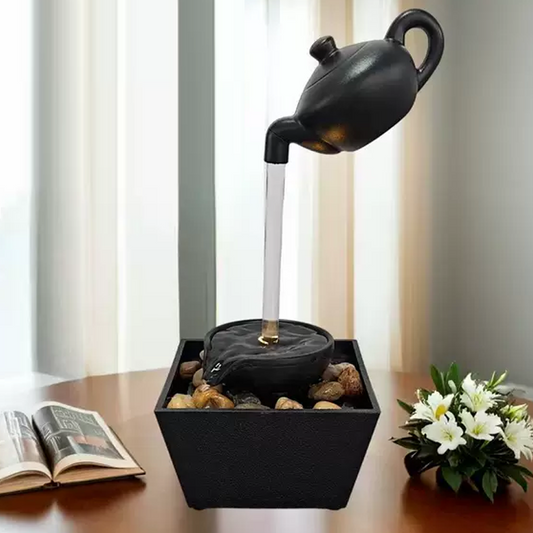 50% OFF AGORA! Bule Flutuante com Ilusão de Ótica – Decoração Criativa de Mesa com Cascata Suspensa, Som Relaxante de Água Corrente, Enfeite Único para Home Office