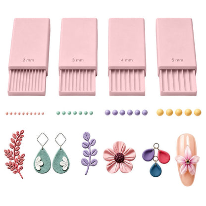 💅 PROMOÇÃO RELÂMPAGO – 50% DE DESCONTO! 🎨 Placas para modelar bolinhas de argila – 4 tamanhos precisos (2/3/4/5 mm), dupla face, em PLA leve, para nail art 3D/joias/miniaturas – rosa/cinza/branco 🏆