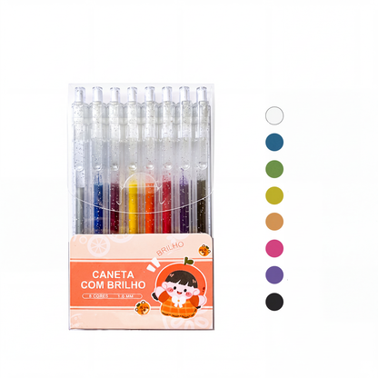 🖊️ Canetas gel com glitter – brilho e cor para suas criações! ✨