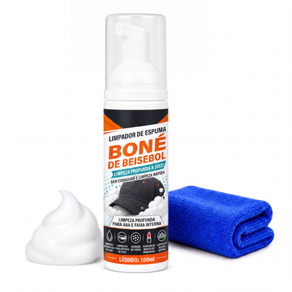 🎁 Compre 2 – leve 1 grátis! 🧢 Espuma limpadora para bonés – sem enxágue, resultado impecável! ✨