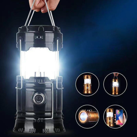 ⏰ 50% OFF! 🔦 Lanterna de Camping 4 em 1 com Energia Solar – Luz, Power Bank, Lanterna e Mãos Livres! ☀️🏕️
