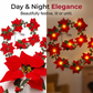 🎁 Compre 2 e ganhe 1 grátis! 🎄 Luzes de Natal em forma de flor de poinsétia – um toque mágico para sua decoração! ✨🔴