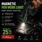 🔦🔥Ferramenta Indispensável! Lanterna de Trabalho Magnética Multifuncional em Formato de Caneta, LED Portátil Rotatório, Base Magnética para Iluminação com as Mãos Livres em Reparos e Atividades ao Ar Livre💡